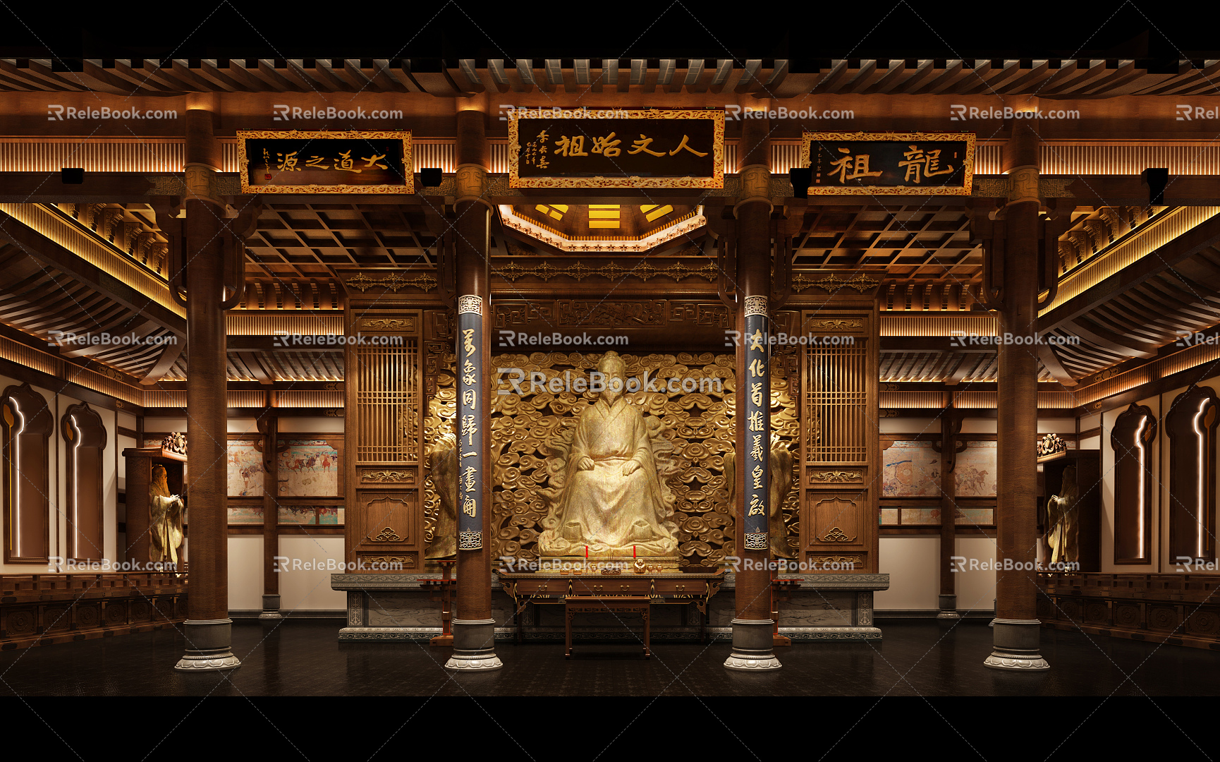 Chinese Temple Hall 3d model