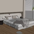 Modern Double Bed Fabric Double Bed 3d model