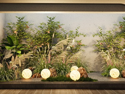 Phragmites australis plant combination wheat ear flowers and plants Pennisetum moon light plant pile 3d model