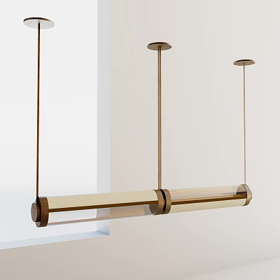 Modern Minimalist Brass Linear Pendant Light With Tubular Design And Sleek Lines 3d model