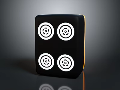 Modern Black Square Decorative Object With Four White Circular Target Like Patterns 3d model