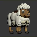 Cartoon Style Sheep With White Wool Brown Head And Black Legs Cute Design