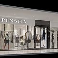 Modern Clothing Store Interior With Clothing Displays Hangers And White Counter