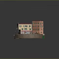 Charming Cartoon Scene With Colorful Buildings Red Roofs Balconies Small Bridge And Stone Pavement