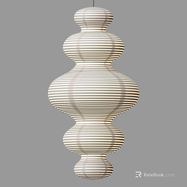 Decorative Modern Striped Chandelier With Layered White Design For Home Interior 3d model