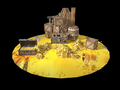 Treasure Chest Adventure Gold Coin Nautical One Piece Treasure Chest Pirate 3d model