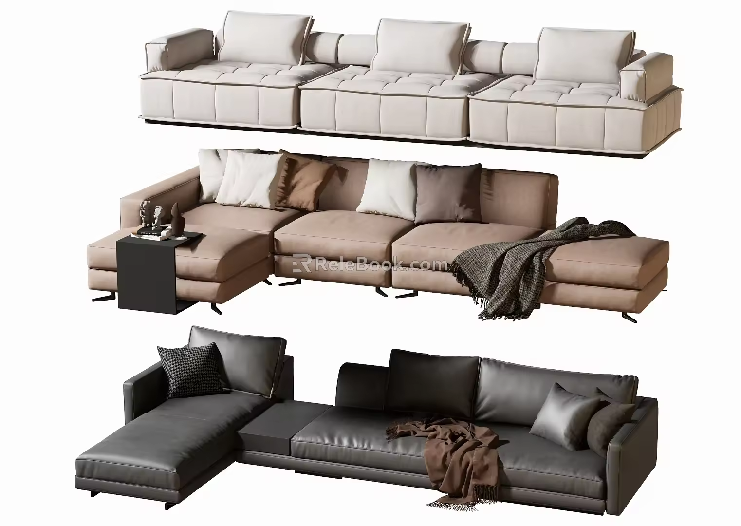 Modern double sofa multiplayer sofa corner sofa 3d model
