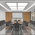 Modern conference room conference table combination lamp film ceiling 3d model