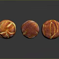 Three Red Braided Bread Loaves With Shiny Crust On Black Background 3d model