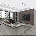 Modern Living Dining Room Interior With Beige Sofa Dining Table Area Rug And Large Windows