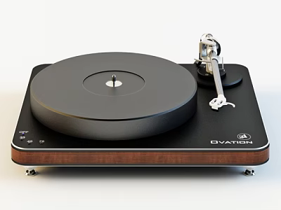 High Quality Turntable Audio System With Black Platter Wooden Base And Metal Tonearm 3d model
