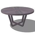 Round Dark Wooden Dining Table With Radial Pattern Top And Crossed Legs