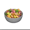Colorful Mixed Nuts and Beans in Decorative Ceramic Bowl with Patterns