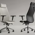Modern White and Black Office Chairs with Ergonomic Design Armrests Swivel Wheels and Adjustable Backrests