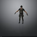 Tactical Gear Character In Black T Shirt Green Pants Vest And Gloves