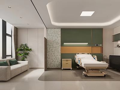 Hospital Outpatient Clinic Modern Interior With Bed Sofa And Plants 3d model