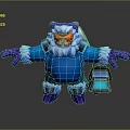 Game Movie Character With Blue Outfit White Fur Collar Red Face Purple Boots Holding Lantern 3d model