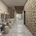 Serene SPA Sauna Locker Room With Wooden Lockers Marble Floor And Chinese Lantern Decorations