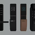Smart Door Locks With Various Designs Numeric Keypads And Handles 3d model