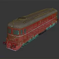 Vintage Red Train With Dark Roof Windows And Headlights On Black Background