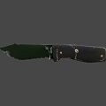 Weapon Knife With Green Blade Worn Marks Black Handle And Metal Rivets