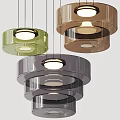 Modern Multi Layered Chandeliers In Green Brown Gray With Illuminated Acrylic Design