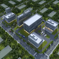 Aerial Planning Layout of Modern Building Complex Featuring Road Network and Green Spaces