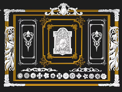 Elegant Gypsum Cornice Decorative Designs With Detailed Ornate Patterns For Classic Interior Decoration 3d model