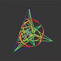Colorful Geometric Sculpture With Metal Rods And Circular Rings Structure