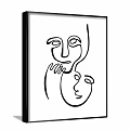 Abstract Human Face Line Drawing With Black And White Simple Geometric Shapes