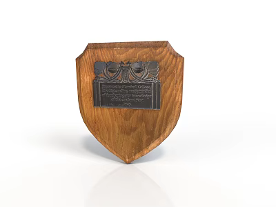 Wooden Shield Weapon With Carved Decorative Elements And Traditional Inscription Design 3d model