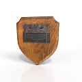 Wooden Shield Weapon With Carved Decorative Elements And Traditional Inscription Design