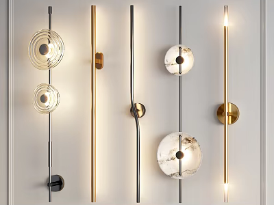 Modern Wall Sconces with Various Designs Metal Frames and Glass Marble Shades for Home Decor 3d model