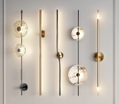 Modern Wall Sconces with Various Designs Metal Frames and Glass Marble Shades for Home Decor 3d model