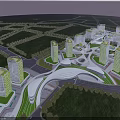 Urban Aerial Planning Featuring Modern High Rise Buildings Curved Architecture Green Spaces And Road Networks
