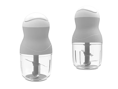 Two Modern Electric Kitchen Appliances Mini Food Choppers With Transparent Jars 3d model