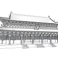 Ancient Chinese Architecture Design With Multi-tiered Roof Overhanging Eaves And Stone Steps