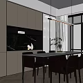 Elegant Luxury Dining Room Interior With Modern Table Chairs And Pendant Lights