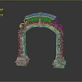 Decorative Archway With Carved Intricate Patterns And Scrollwork On Stone Base 3d model