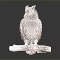 Pink Decorative Crystal Owl Figurine With Sparkling Texture On Branch Base