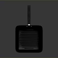 Black Square Grill Pan With Ribbed Surface And Ergonomic Handle For Daily Cooking