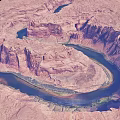 Red Rock Canyon Natural Landscape With Winding River And Aerial View Scenery