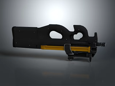 Modern Tactical Weapon Design With Black Body And Yellow Accent Components 3d model