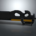 Modern Tactical Weapon Design With Black Body And Yellow Accent Components