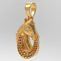 Exquisite Gold Horse Head Pendant Jewelry with Intricate Inlaid Sparkling Stones Design