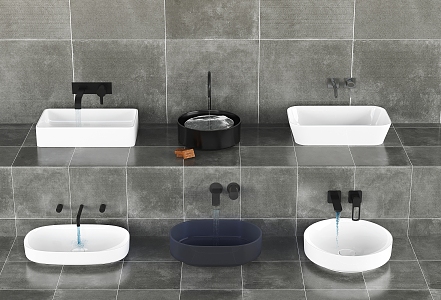 Modern sink faucet wash basin 3d model