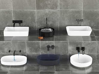 Modern sink faucet wash basin 3d model