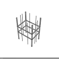 Modern 3D Geometric Metal Frame Structure With Vertical Horizontal Steel Bars 3d model