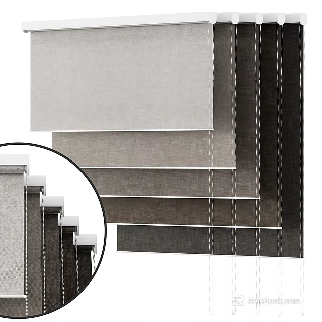 Modern Window Blinds In Layered Gray Tones With Neutral Shades And Stacked Design 3d model 