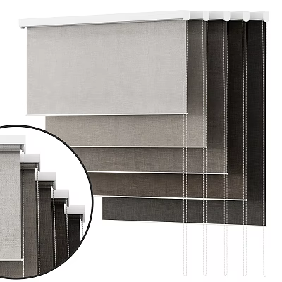 Modern Window Blinds In Layered Gray Tones With Neutral Shades And Stacked Design 3d model